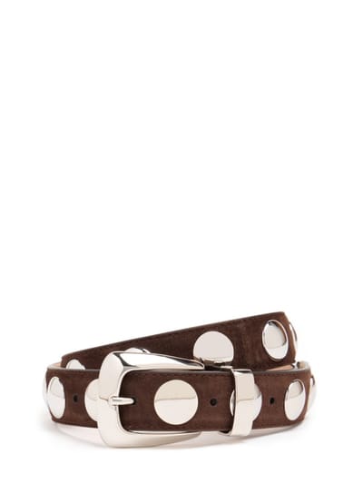 Khaite - Suede belt with studs