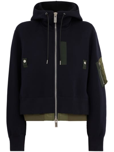 Sacai - Cotton zip-up hooded sweatshirt