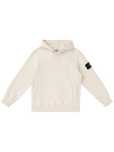 Stone Island Junior - Cotton hooded sweatshirt with badge