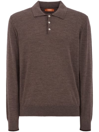CRUNA - knitted long-sleeved polo shirt