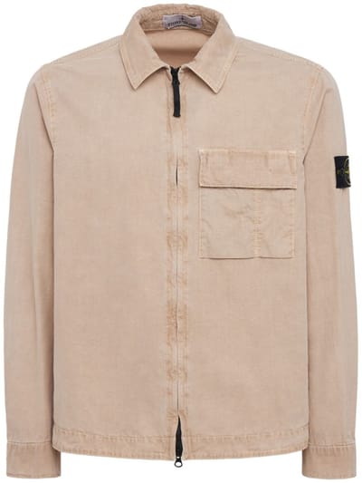 Stone Island - Cotton zip-up overshirt with pocket