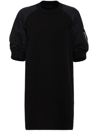 Sacai - Nylon Twill x Cotton Jersey Dress