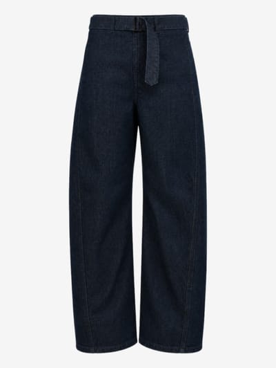 Lemaire - Twisted denim trousers with leather belt