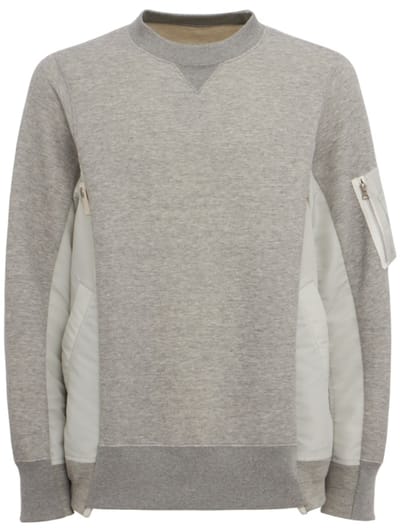 Sacai - Cotton sweatshirt with nylon panels