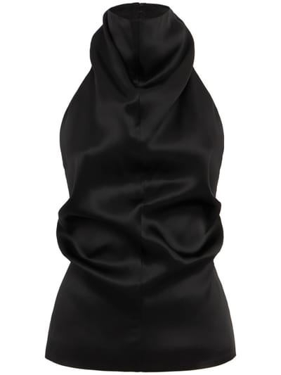 Khaite - Satin top with draped collar
