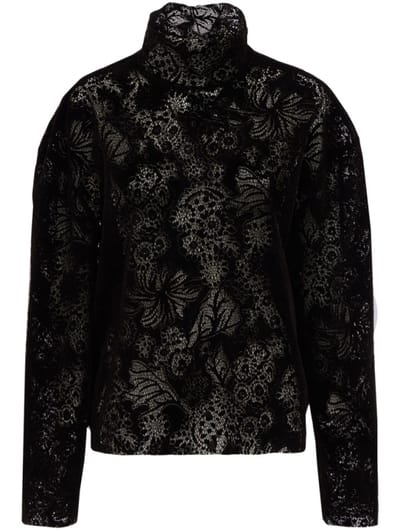 MSGM - Velvet flock lace top