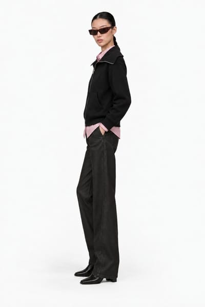 7 For All Mankind: Hoodie zippé à col montant