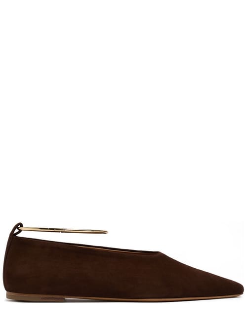 Jil Sander: Ballerinas aus Veloursleder mit Ring