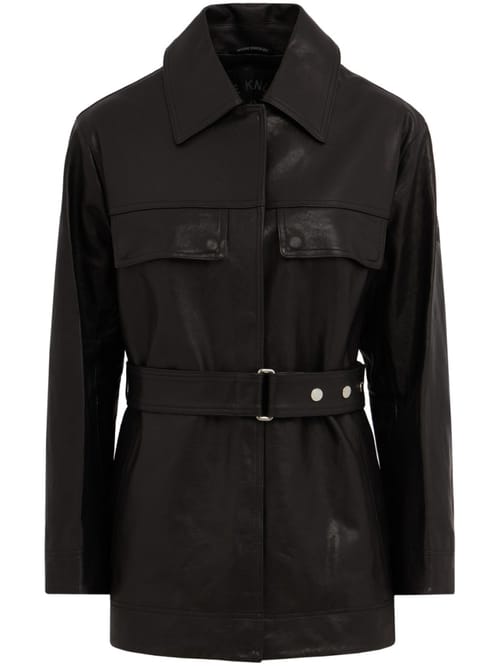 Moose Knuckles: Leather field jacket with belt