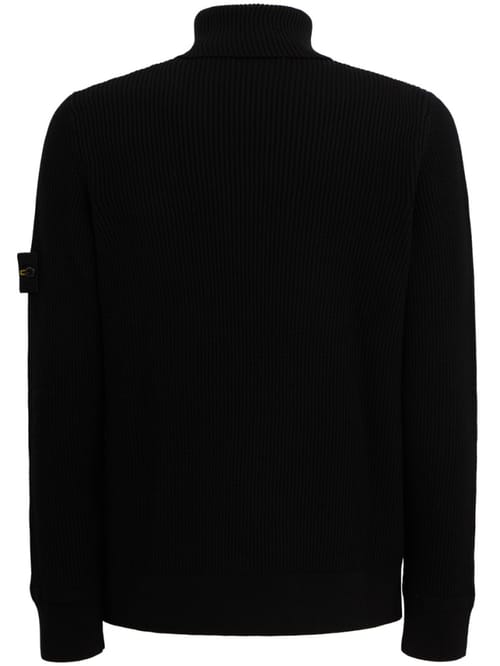 Stone Island: Maglione dolcevita in cotone a coste