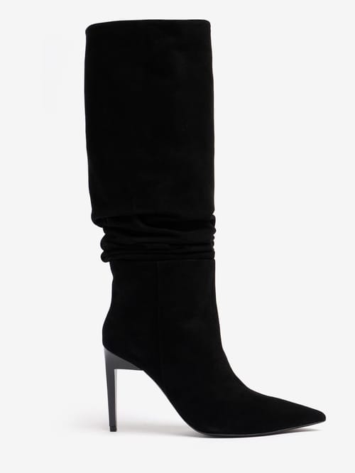 FABI: Hohe Stiefel in Veloursleder mit Absatz