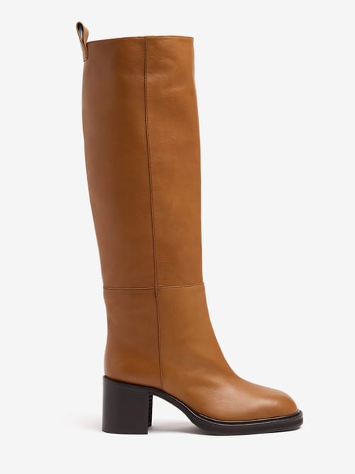FABI: Nappaleder-Stiefel mit Absatz, hoher Schaft