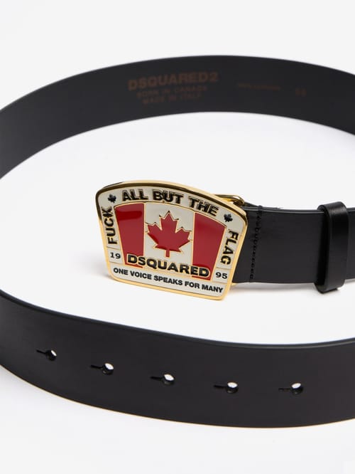 Dsquared2: 40mm Canadian 旗帜皮革腰带