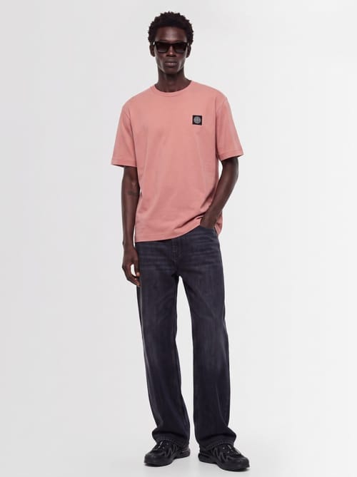 Stone Island: T-shirt en coton avec écusson logo