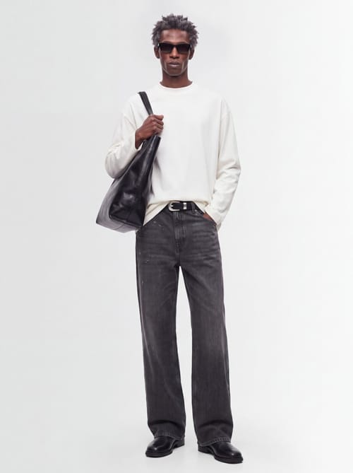 Jil Sander: Mock neck boxy fit cotton l/s t-shirt