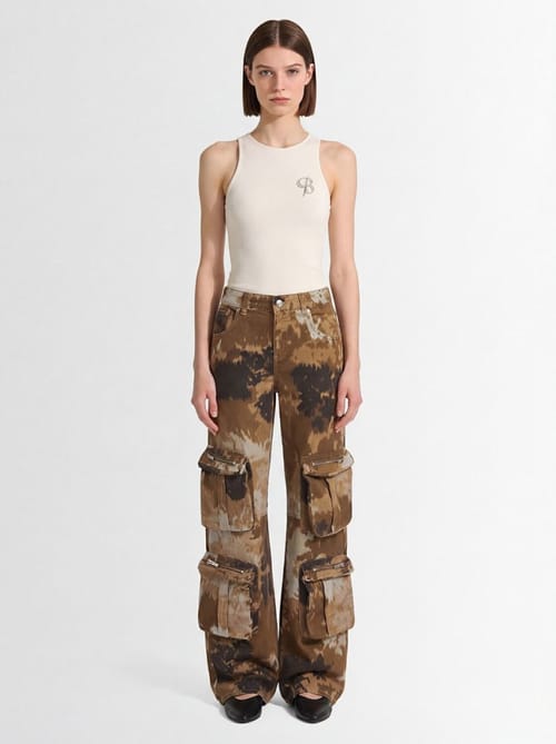 Blumarine: Wide-Leg-Cargohose aus Baumwolle