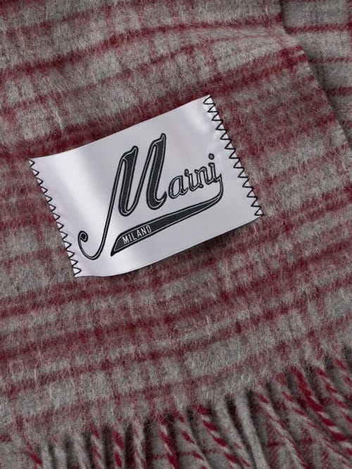 Marni: Écharpe à carreaux en laine et mohair
