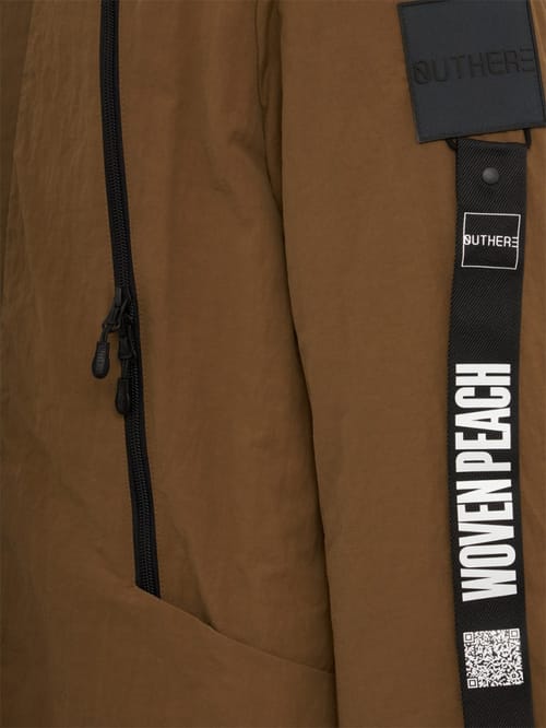OUTHERE: Long nylon down jacket with hood