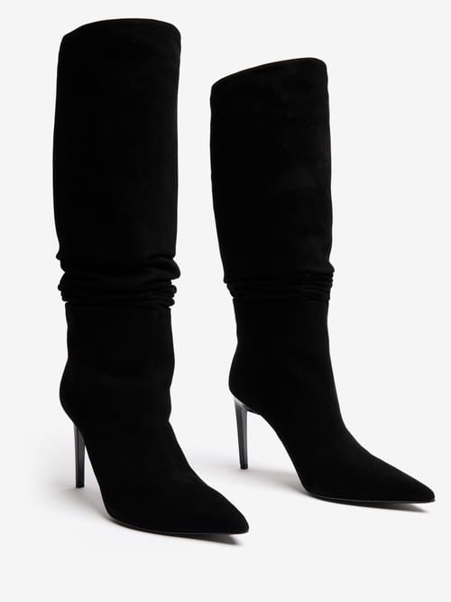FABI: Hohe Stiefel in Veloursleder mit Absatz