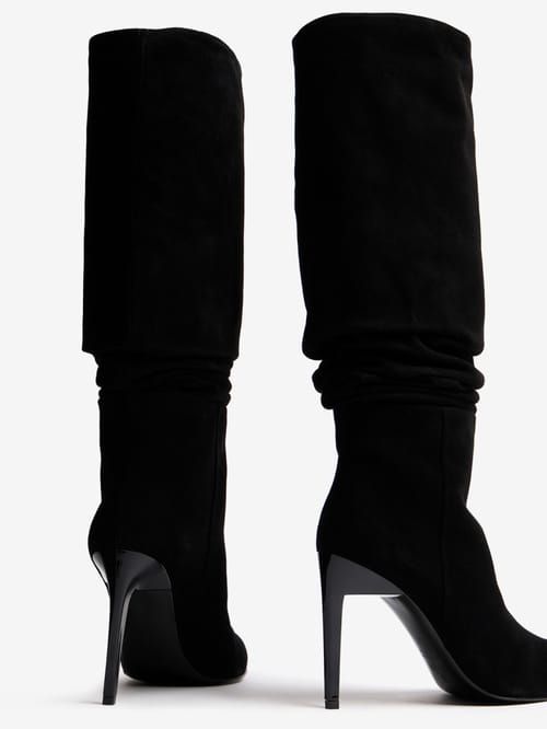 FABI: Hohe Stiefel in Veloursleder mit Absatz