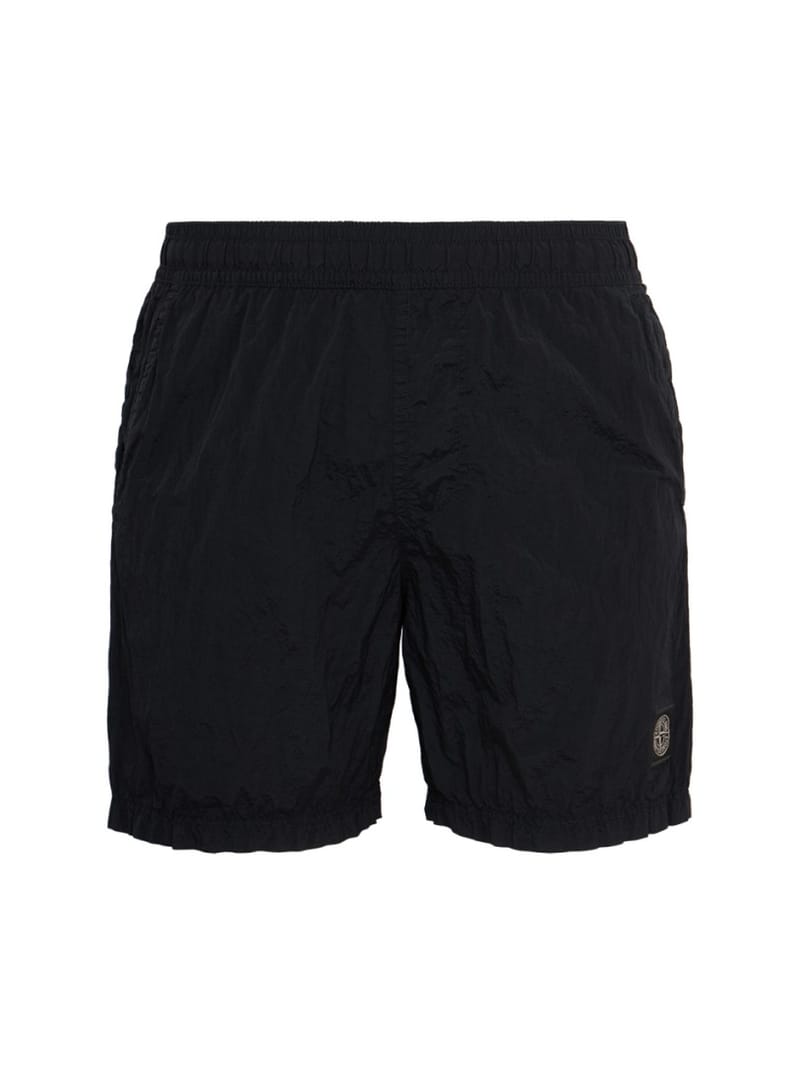 Stone Island: Nylon shorts with logo patch