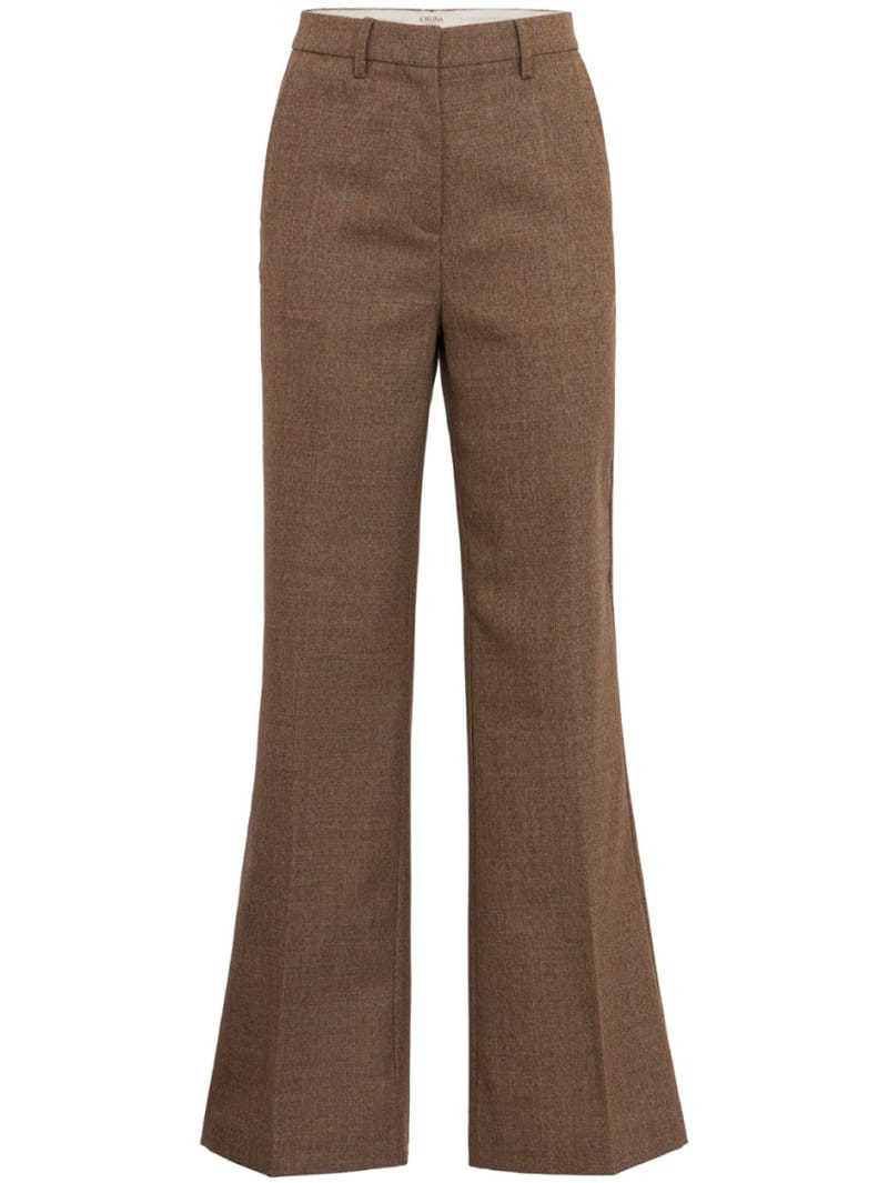 CRUNA: Flared pants with pressed creases