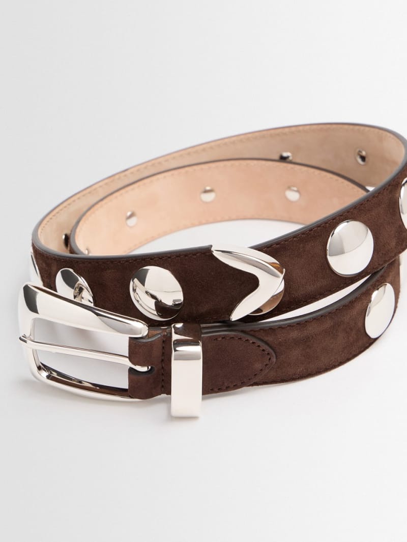 Khaite - Suede belt with studs