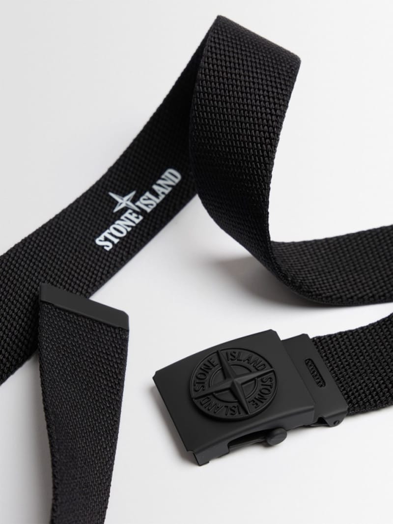 Stone Island Junior - Webbing belt with logo buckle