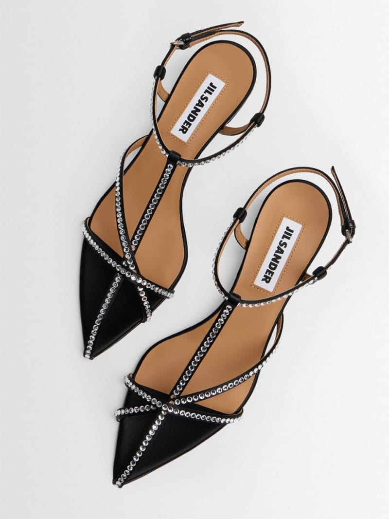 Jil Sander - Pointed cage sandals with crystals
