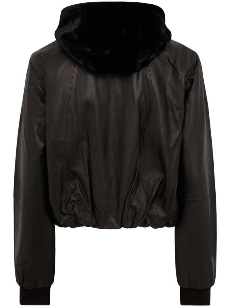 Moose Knuckles - Leather bomber jacket with hood