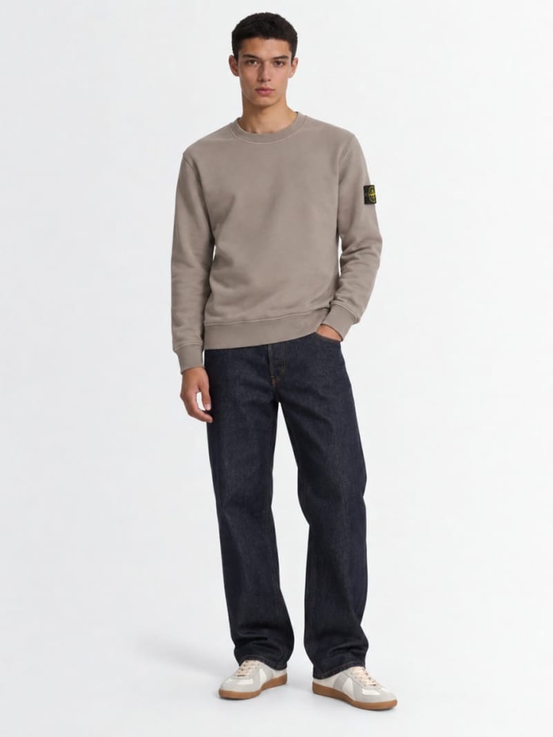 Stone Island - Cotton crewneck sweatshirt with badge