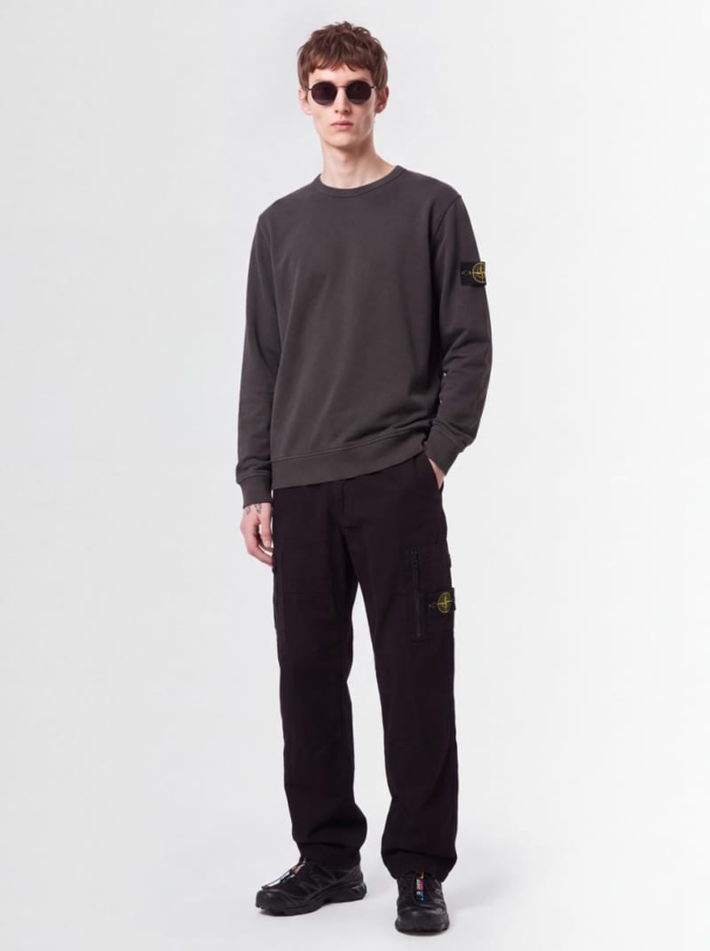 Stone Island - Cotton crewneck sweatshirt with badge