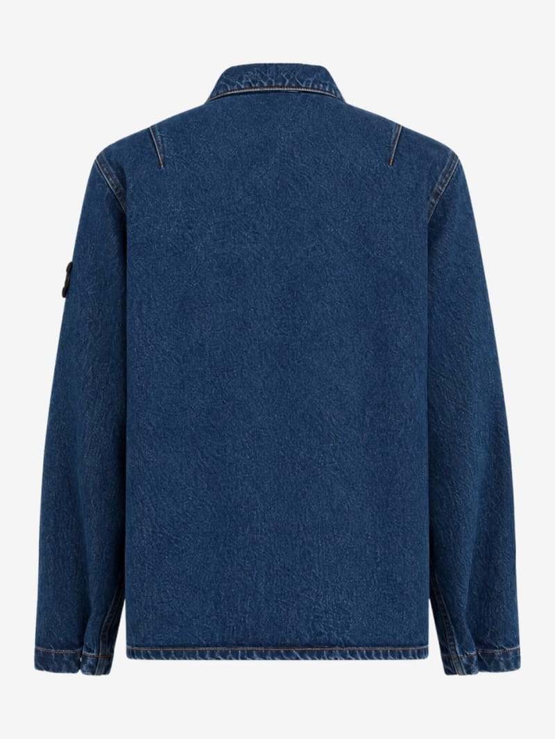 Stone Island: Cotton denim zip up casual jacket