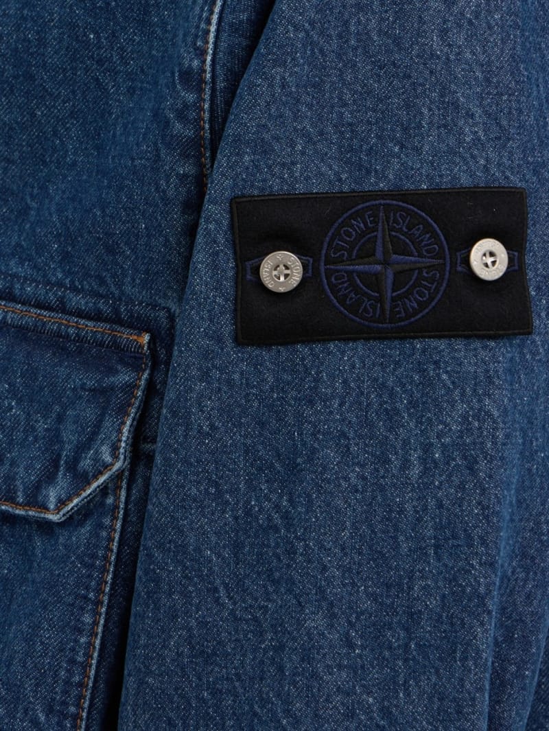 Stone Island: Cotton denim zip up casual jacket