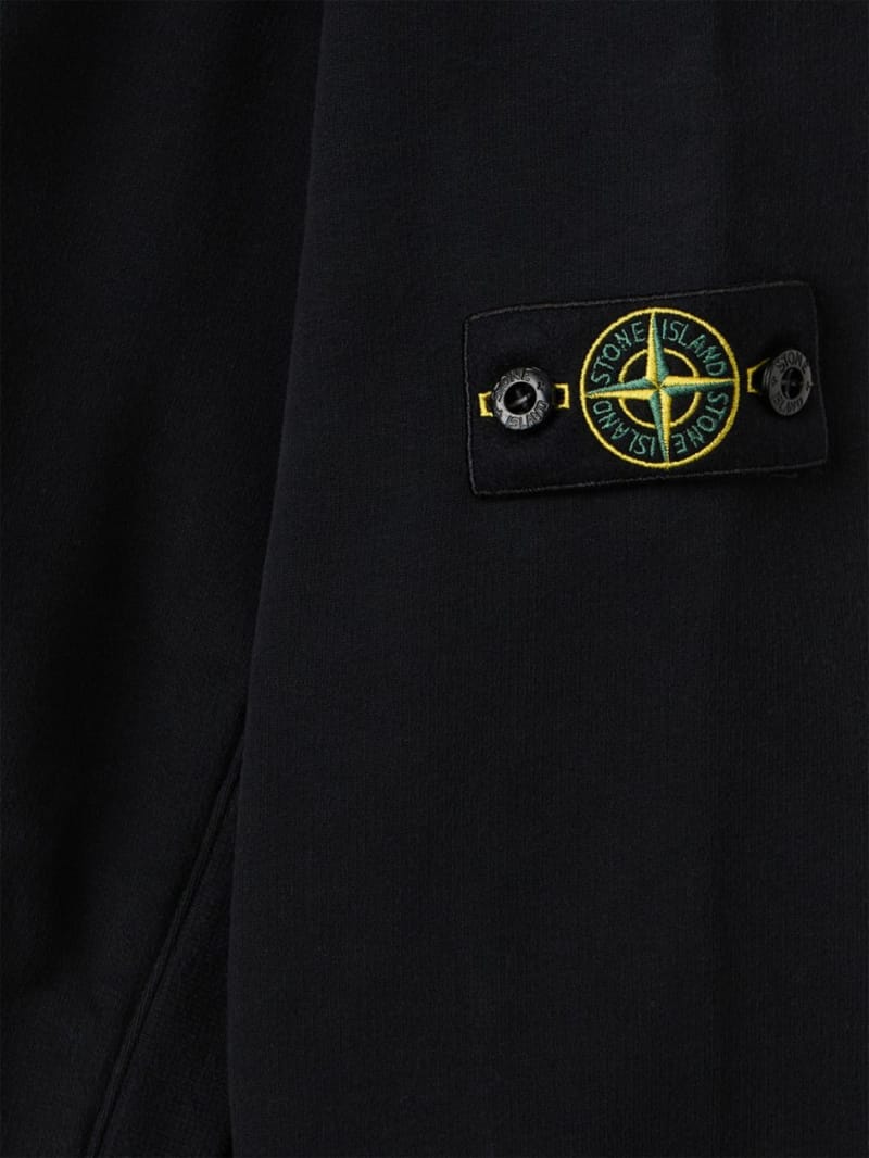 Stone Island Junior - Cotton hooded zip-up sweatshirt
