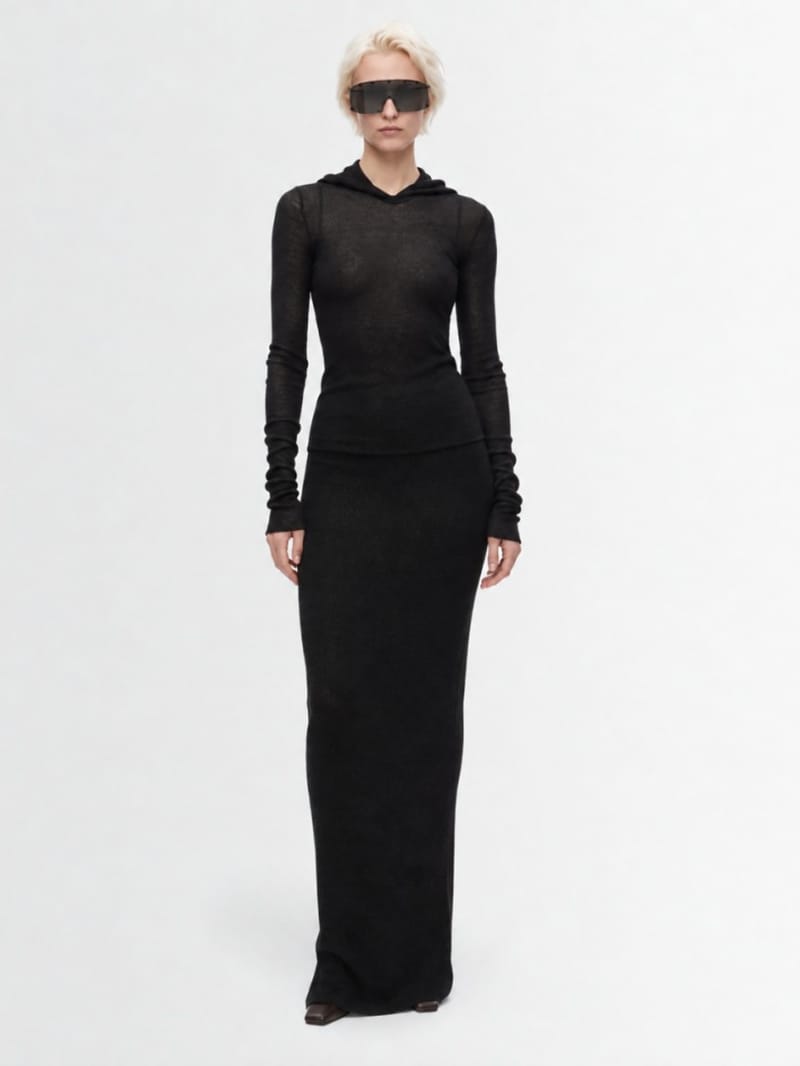 Rick Owens - cropped hooded rib t-shirt