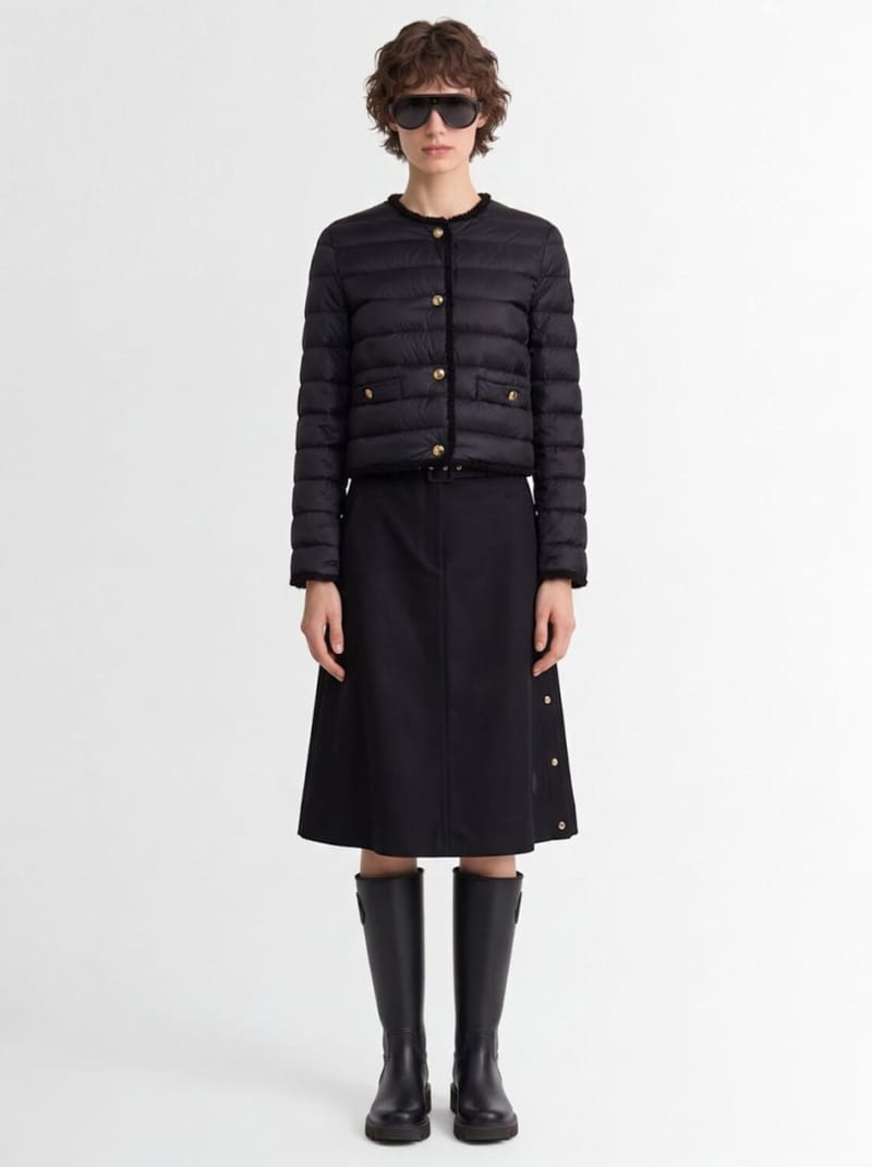 Moncler - Nylon down jacket with boucl  trim
