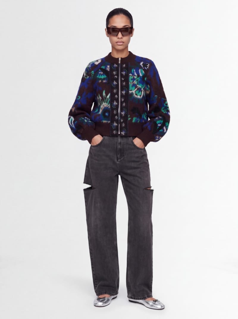 Sacai - Floral Jacquard Knit Blouson
