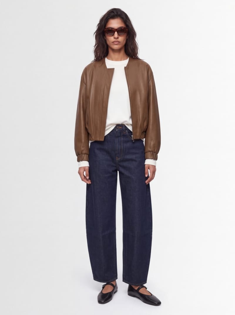 Khaite - Cropped lambskin zip jacket
