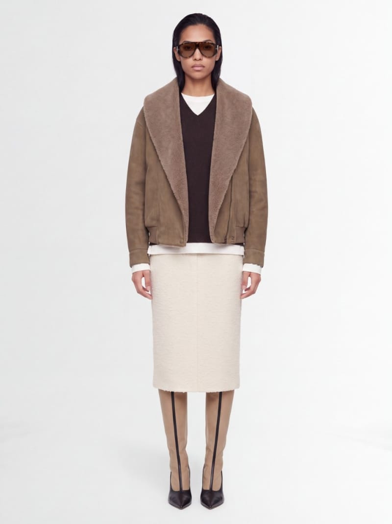 Stella McCartney - Plush-trimmed alter suede jacket