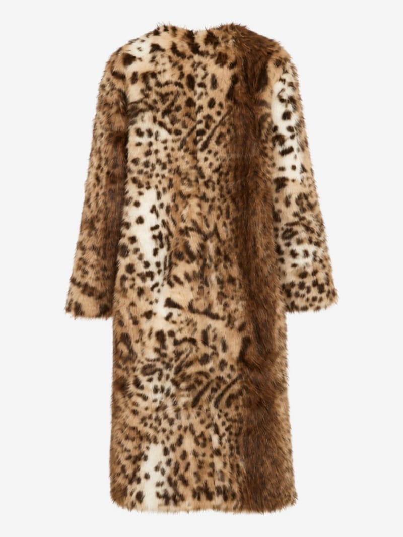 LA PISCINE - Leopard faux-fur long coat