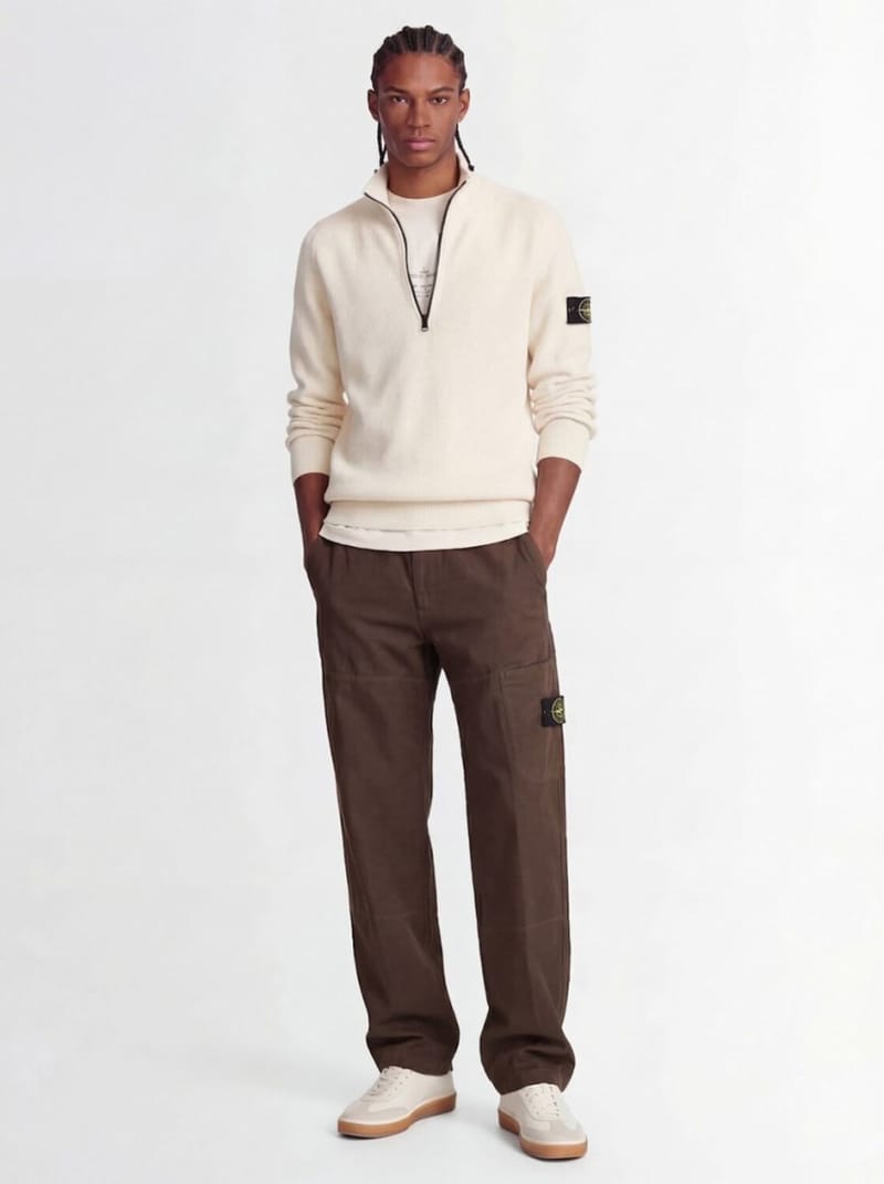 Stone Island - Cotton half-zip knit sweater