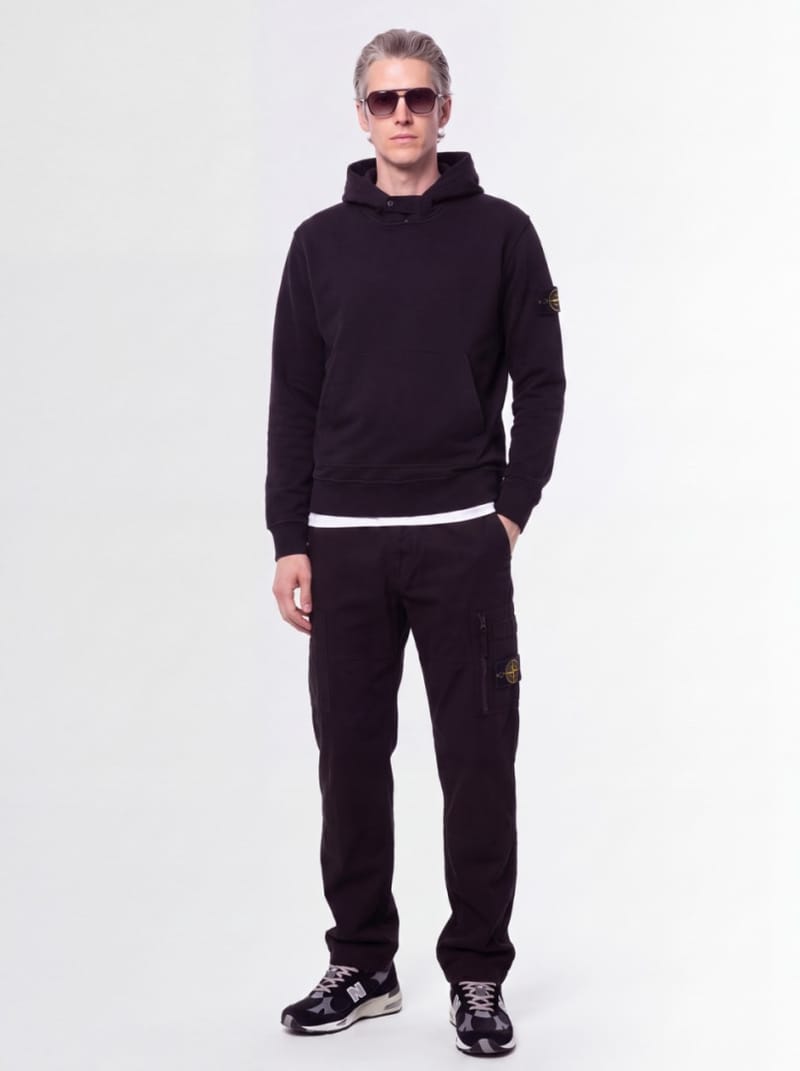 Stone Island - Cotton hoodie with logo badge