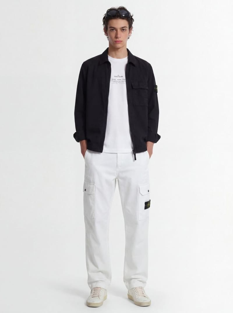 Stone Island - Cotton zip-up overshirt with pocket