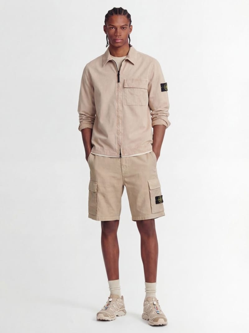 Stone Island - Cotton zip-up overshirt with pocket