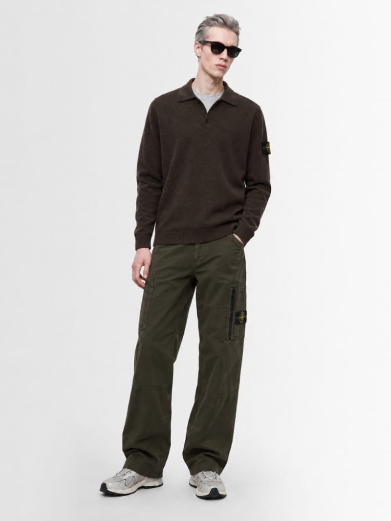 Stone Island - Logo crewneck knit polo sweater