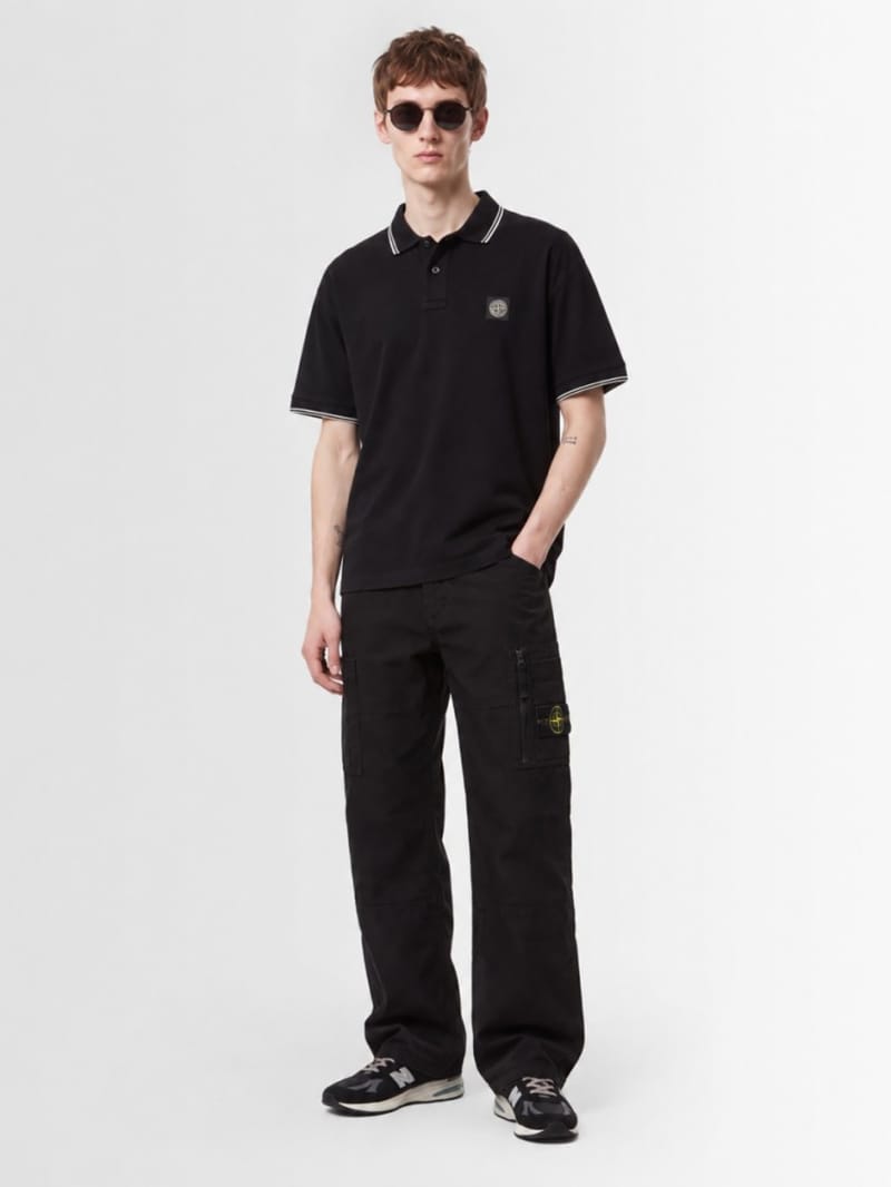 Stone Island - Cotton polo shirt with logo patch