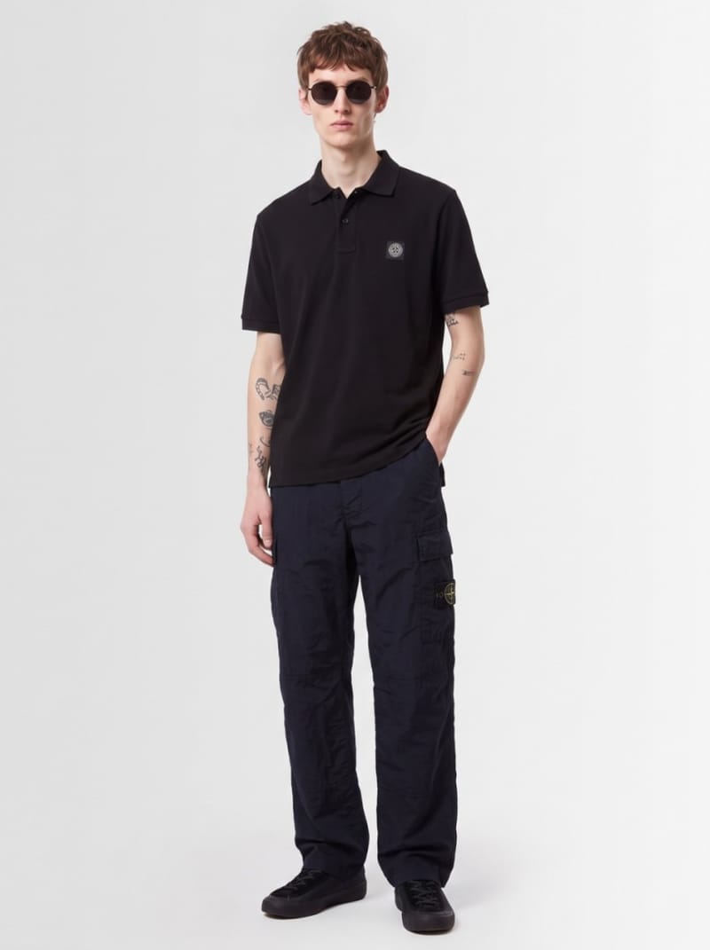 Stone Island - Stretch cotton polo shirt with patch