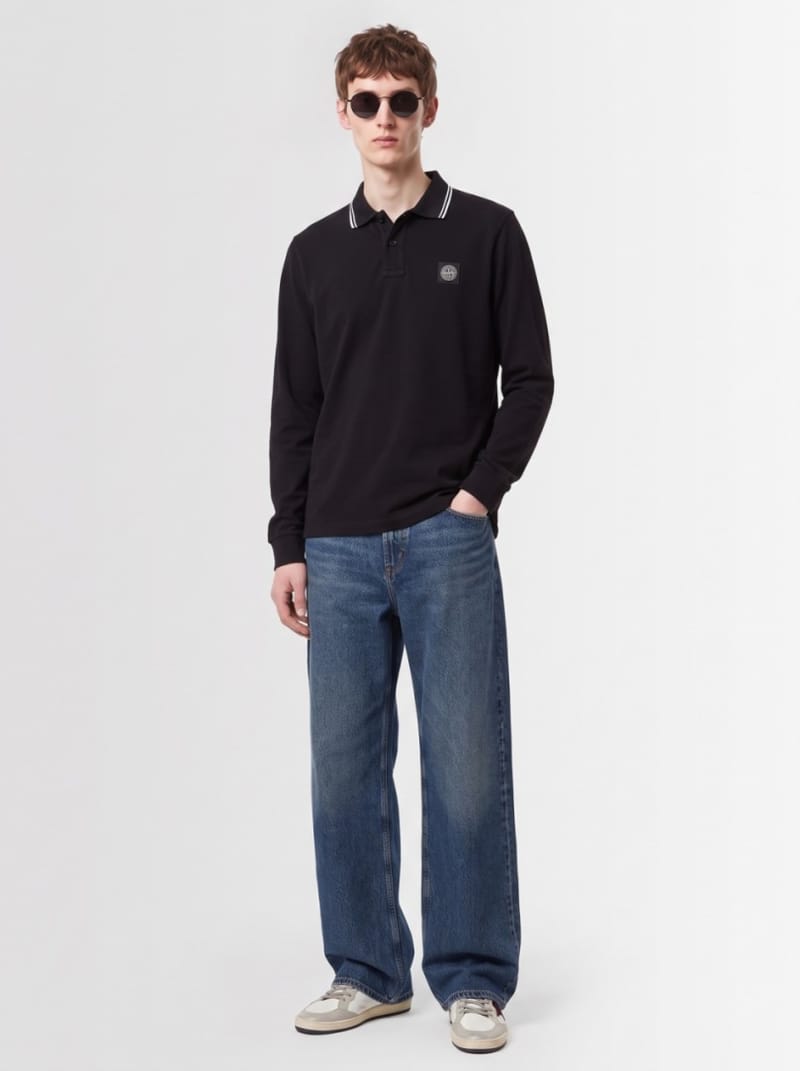 Stone Island - Long-sleeved stretch cotton polo shirt