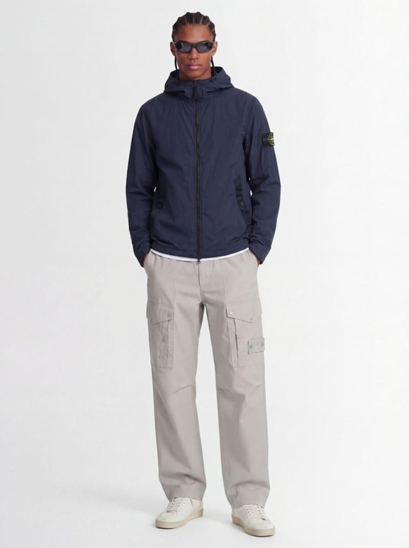 Stone Island - Nylon hooded jacket with logo patch